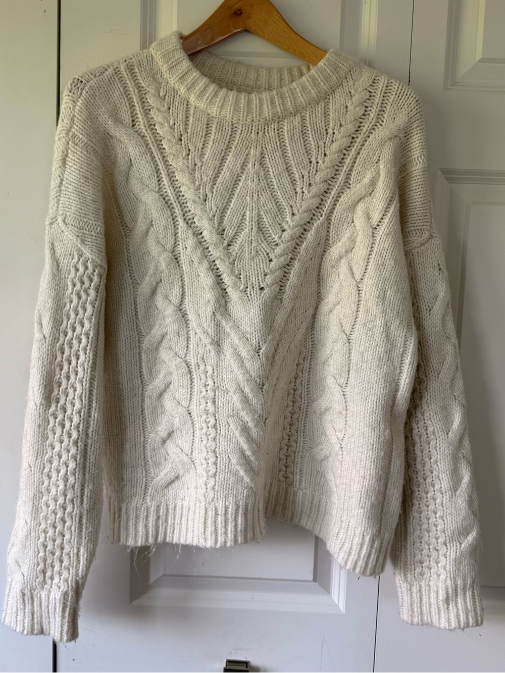 a new day Cream Cable Knit Crewneck Sweater